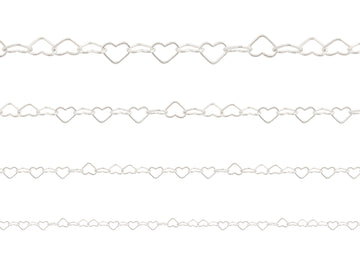 Decorative chain with heart shapes on a white background