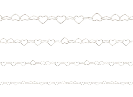 Decorative chain with heart shapes on a white background