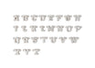 A set of sterling silver letter connectors from A to Z, displayed in three rows on a white background.