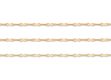 Gold hammered chain on a white background