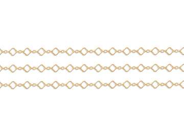 Gold chain with geometric design on a white background
