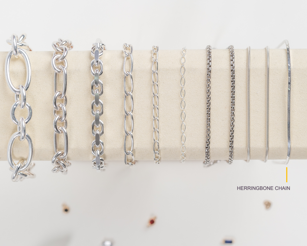 Sterling Silver 1.55mm Herringbone Chain RIVA Precision 