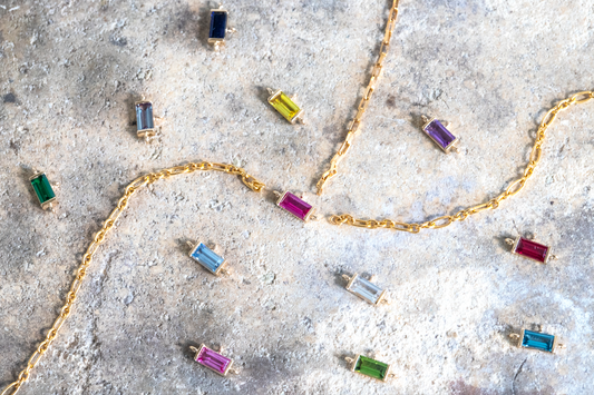 Hand Chain Baguette Synthetic Birthstone Connector