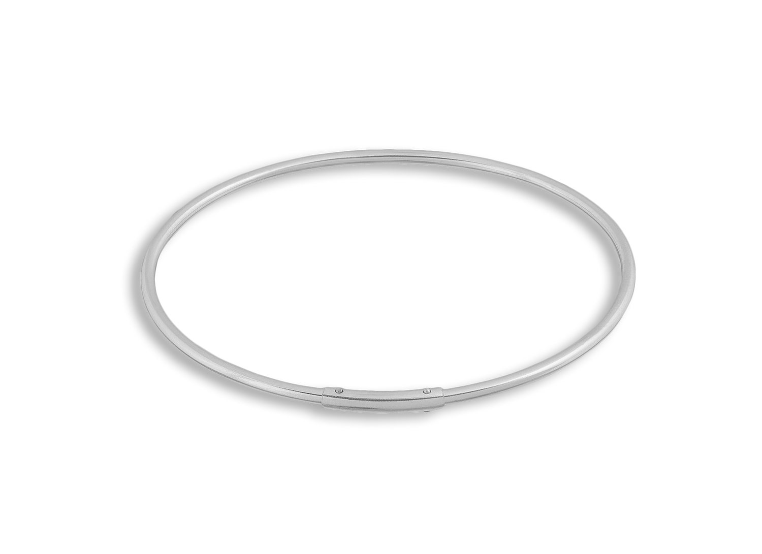 Silver bangle on a white background