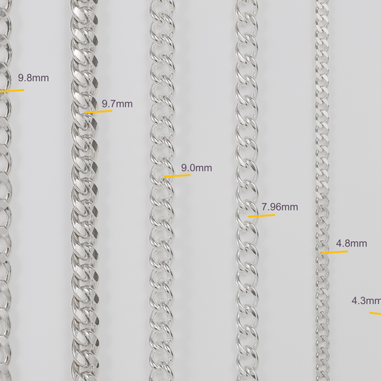 Sterling Silver 7.96mm Curb Chain RIVA Precision 