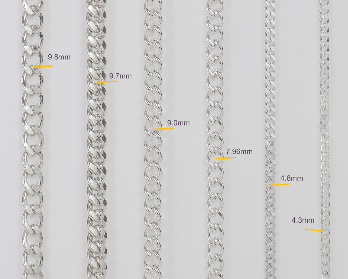 Sterling Silver 7.96mm Curb Chain RIVA Precision 