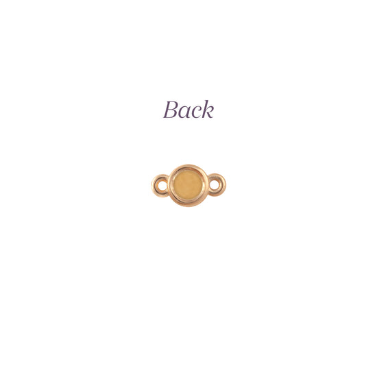 Gold jewelry clasp on a white background with 'Back' text.