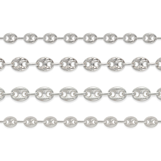 Silver mariner chain on a white background