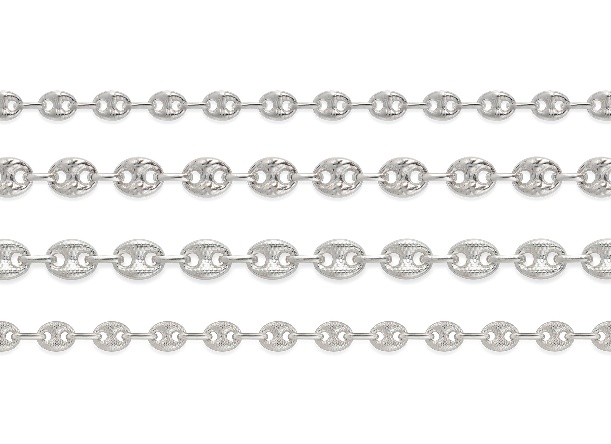 Silver mariner chain on a white background