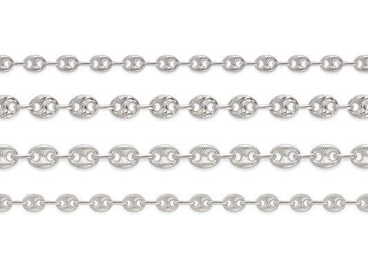 Silver mariner chain on a white background