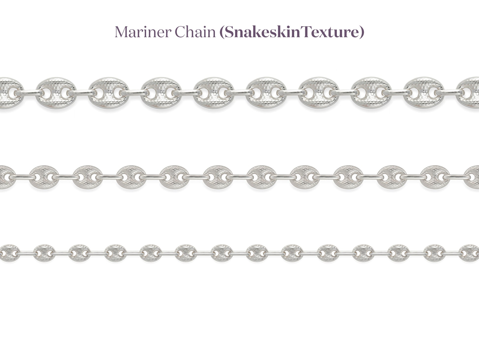Mariner chain with snakeskin texture on a white background