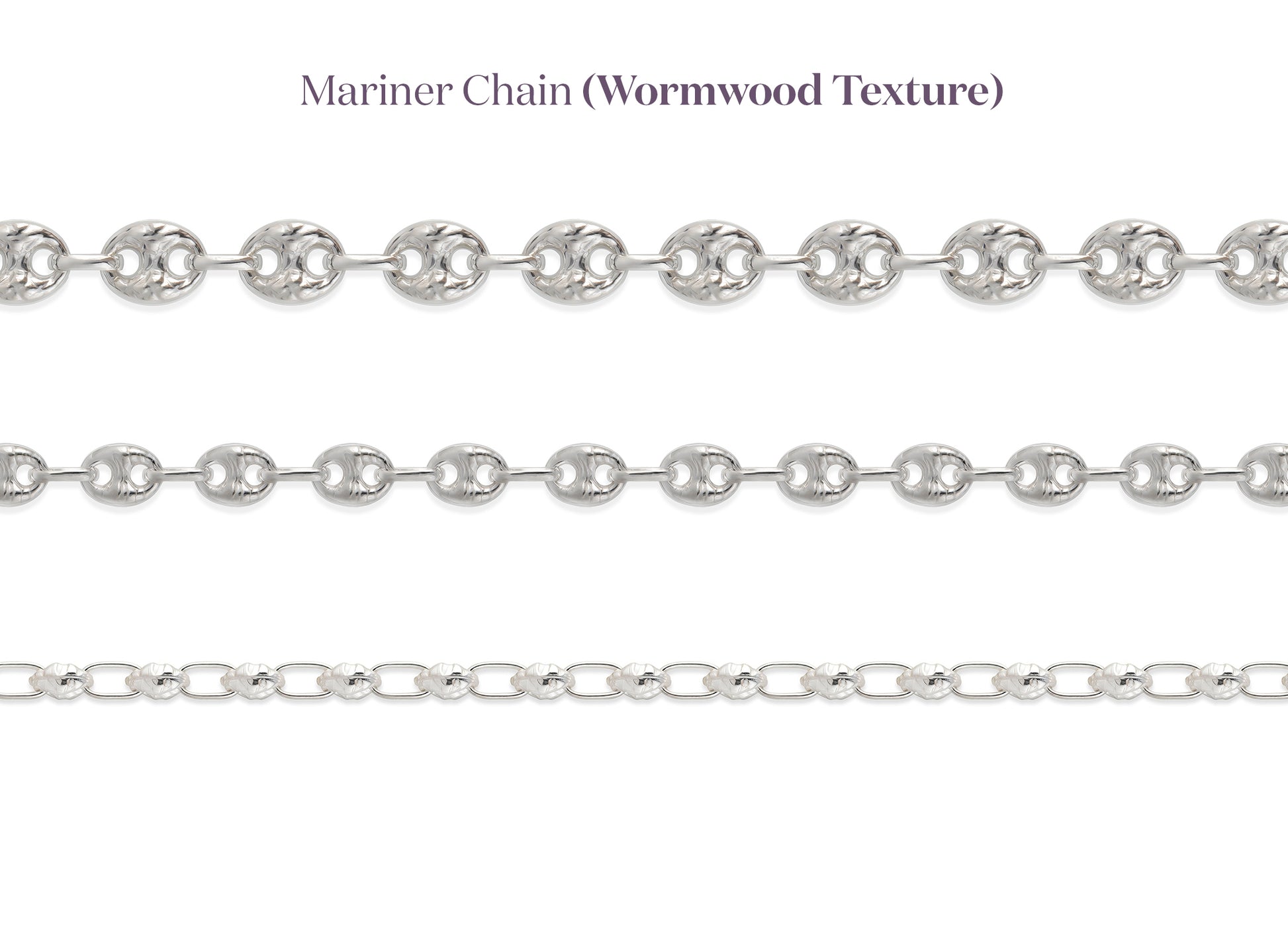 Mariner chain with wormwood texture on a white background