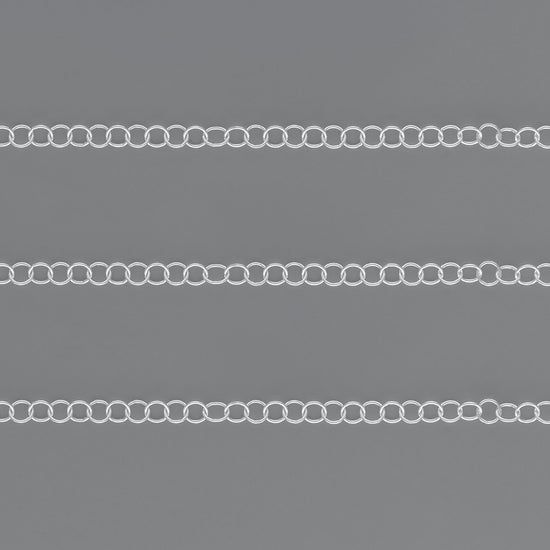 3.46MM, 3.5mm Cable Chain By the Inch Sterling Silver Necklace Jewelry Riva Ethical Bulk Made in USA, Brooklyn NY