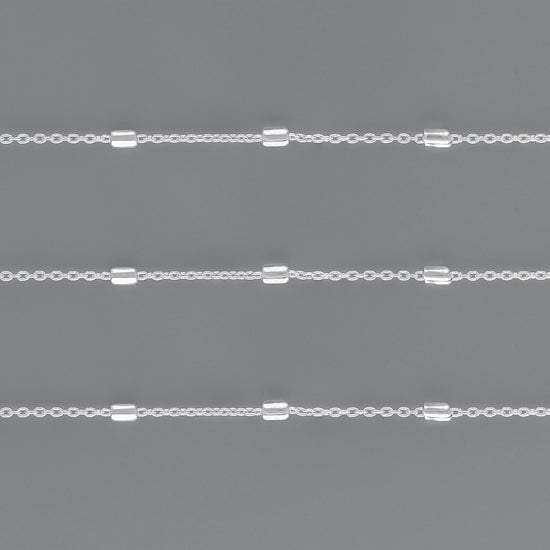 3.66mm Cylindrical Satellite Chain By the Inch Sterling Silver Necklace Jewelry Riva Ethical Bulk Made in USA, Brooklyn NY