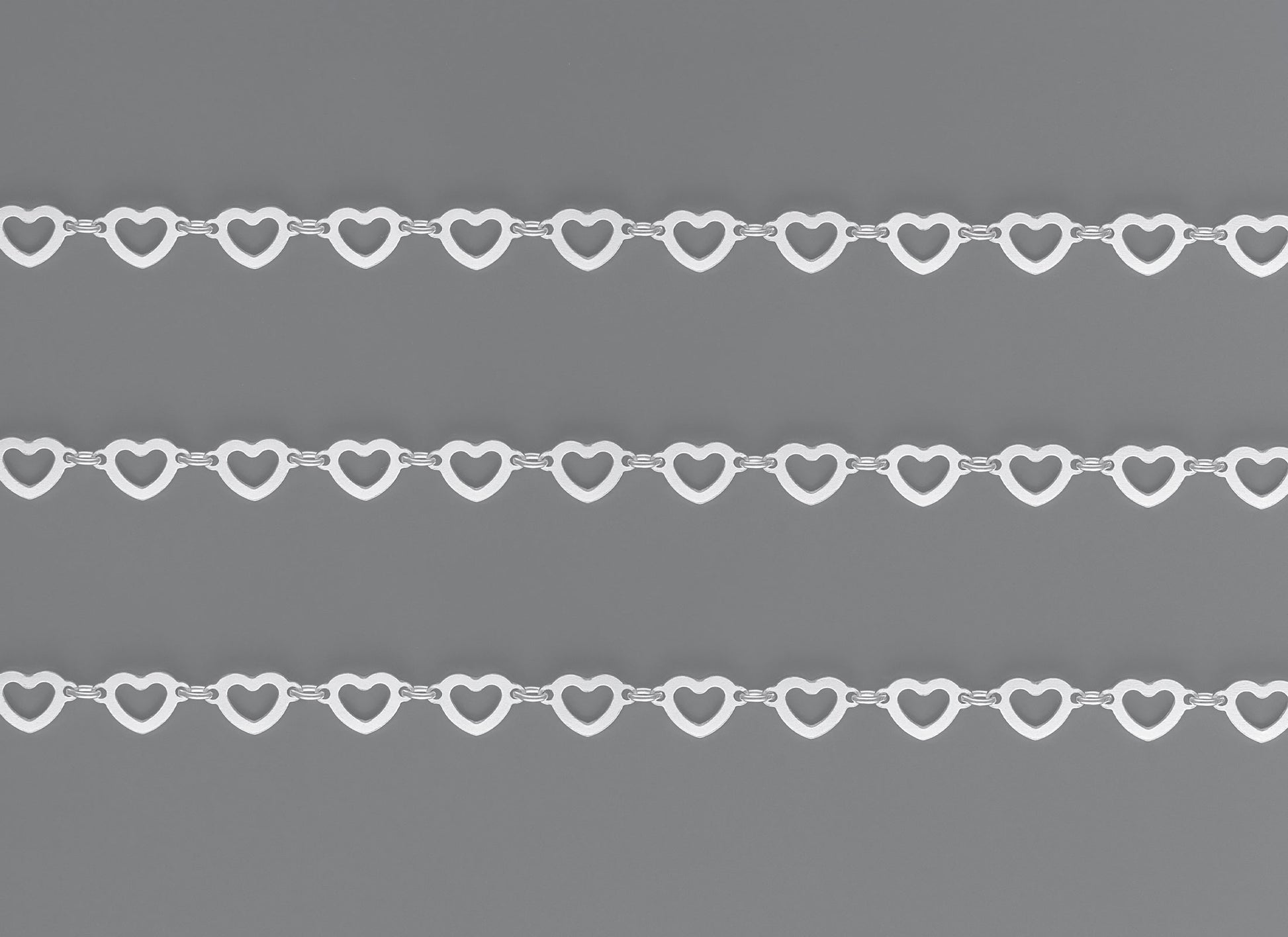 8.8mm, 9mm Heart Connector Chain By the Inch Sterling Silver Necklace Jewelry Riva Ethical Bulk Made in USA, Brooklyn NY