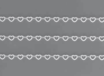 8.8mm, 9mm Heart Connector Chain By the Inch Sterling Silver Necklace Jewelry Riva Ethical Bulk Made in USA, Brooklyn NY