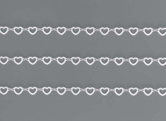 8.8mm, 9mm Heart Connector Chain By the Inch Sterling Silver Necklace Jewelry Riva Ethical Bulk Made in USA, Brooklyn NY