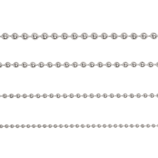 2.35mm, 1.8mm, 1.5mm, 1.2mm Bead Chains By the Inch Sterling Silver Necklace Jewelry Riva Ethical Bulk Made in USA, Brooklyn NY
