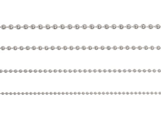 2.35mm, 1.8mm, 1.5mm, 1.2mm Bead Chains By the Inch Sterling Silver Necklace Jewelry Riva Ethical Bulk Made in USA, Brooklyn NY