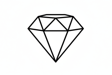 Black line drawing of a diamond on a white background