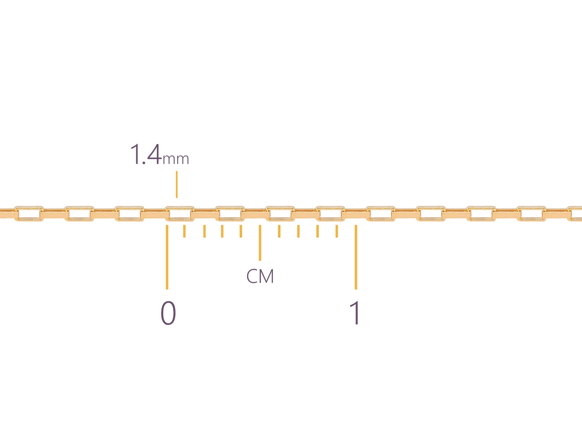 Gold bracelet with measurement scale on a white background