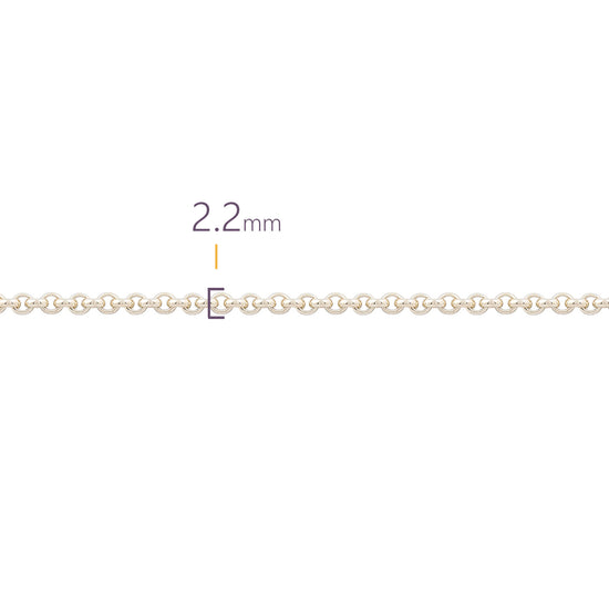 Silver chain with a width of 2.2mm on a white background