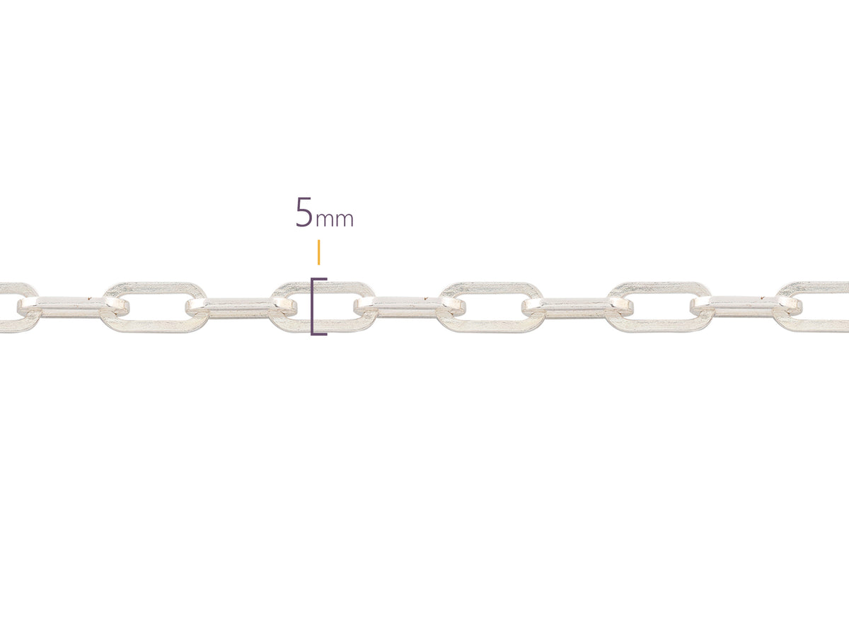 Sterling Silver 5.12mm Flat Paper Clip Chain Finished Chain RIVA Precision