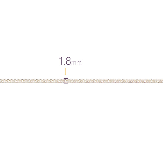 Gold chain with a width of 1.8mm on a white background