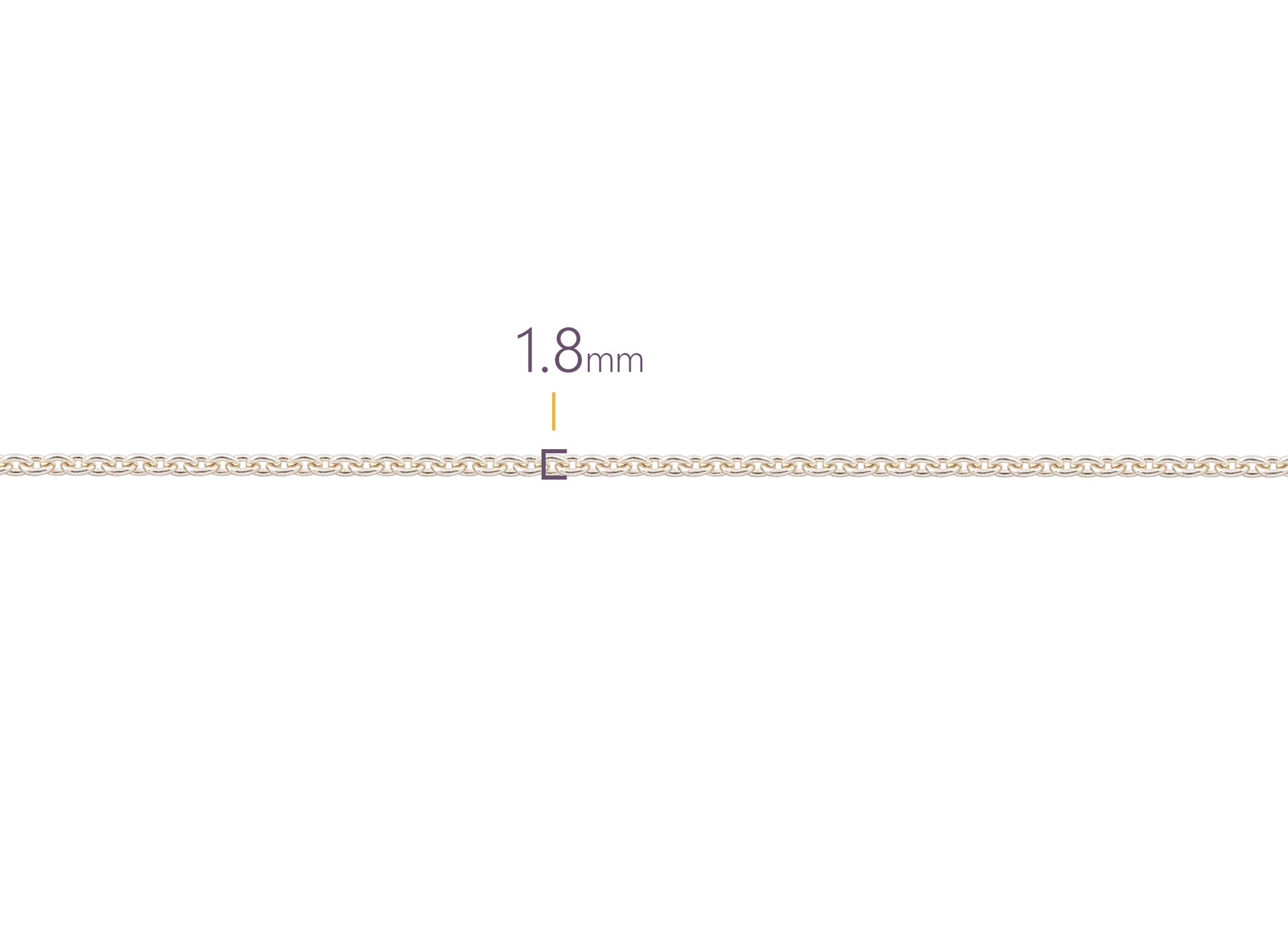Gold chain with a width of 1.8mm on a white background