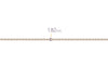 Thin gold rope chain with a measurement of 1.82 mm on a white background