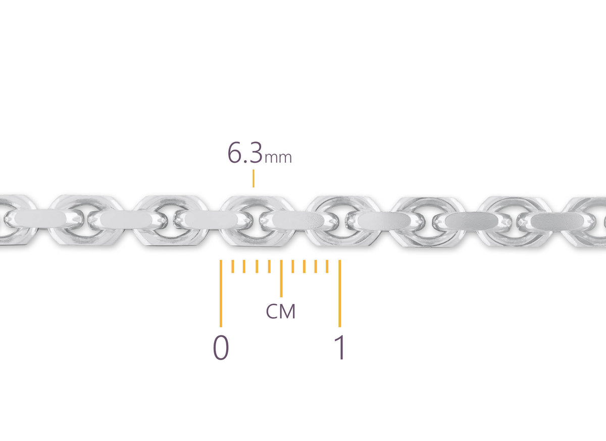 Sterling Silver 6.3mm Diamond Cut Rolo Chain RIVA Precision 