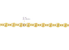 Gold starburst chain bracelet with a measurement of 3.5mm on a white background