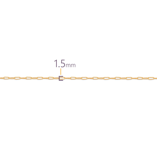 Gold chain with a width of 1.5mm on a white background