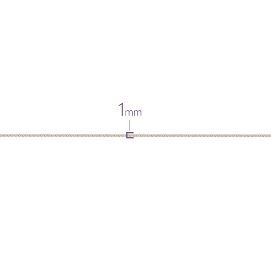 Measurement of a thin wire with a label indicating 1 mm on a white background