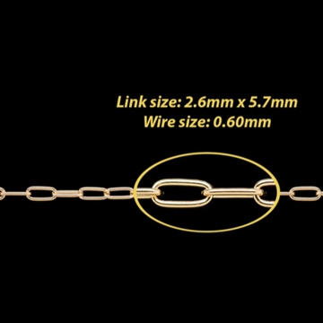 2.6mm Round-Wire Paper Clip Chain in Fairmined Gold By the Inch