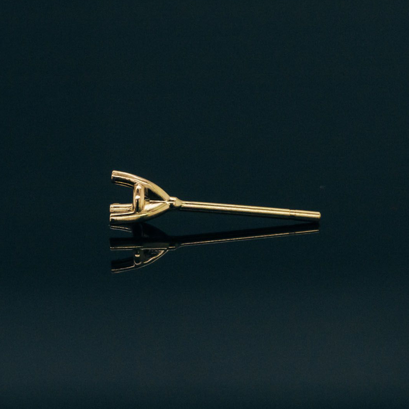 Photo of 2.9mm Round 3-Prong Fairmined Gold Stud Earring Mounting from RIVA Precision