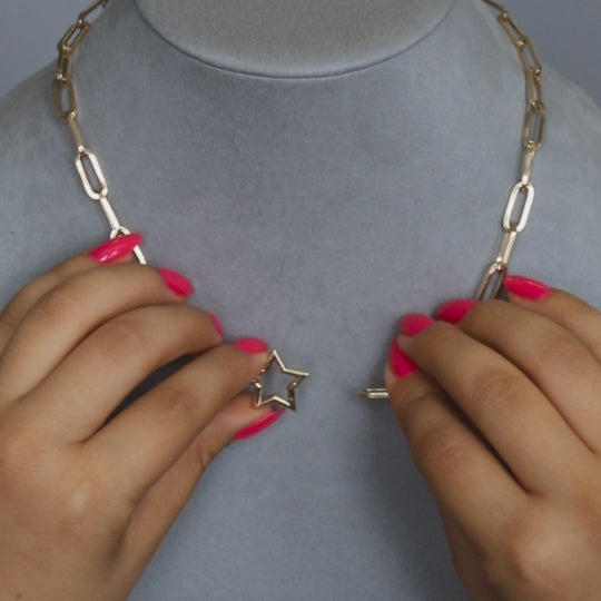 Demo video of how 14K yellow gold Star-Shaped Invisible Clasp from RIVA Precision works in serving as closure for chains