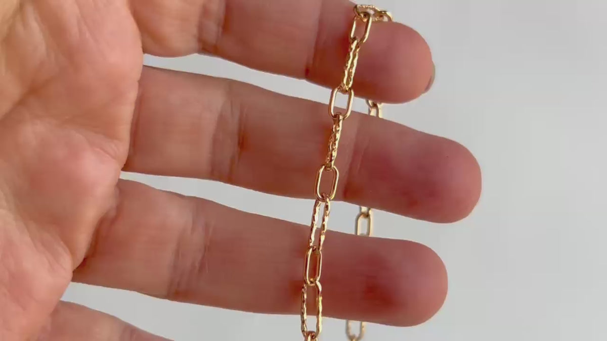 Gold Filled 4.40mm Textured Mixed Paperclip Chain RIVA Precision