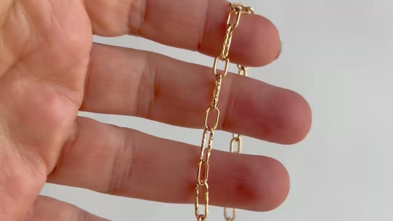Gold Filled 4.40mm Textured Mixed Paperclip Chain RIVA Precision