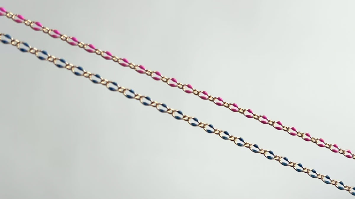 Gold Filled Pink Blue Purple Enamel 3mm Enameled Figaro Chain RIVA Precision 