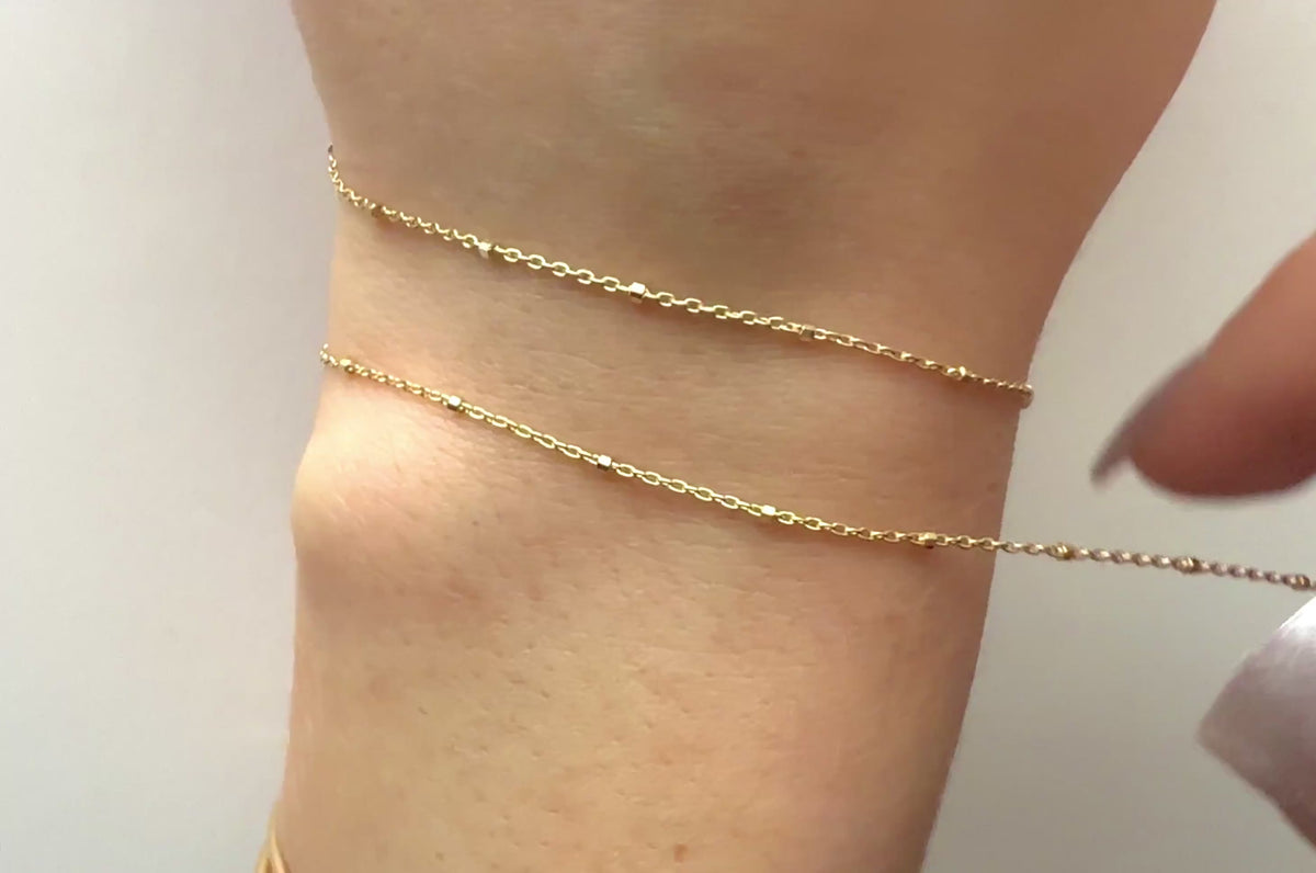 14K Solid Gold 0.91mm Diamond Cut Satellite Cable Chain RIVA Precision