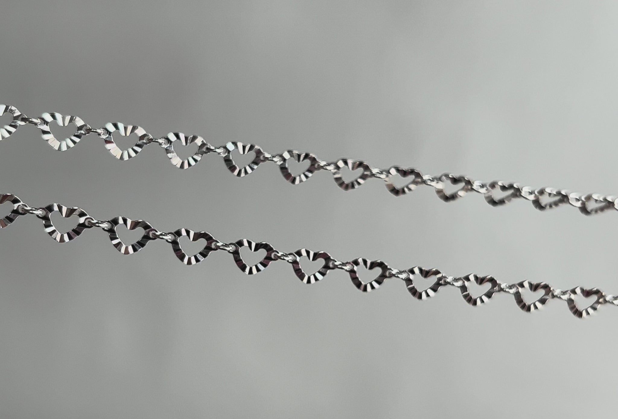 Sterling Silver 8.8mm Hammered Heart Connector Chain By the Inch RIVA Precision 