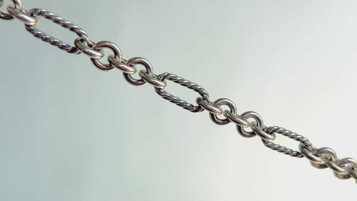 Sterling Silver 7mm Textured Figaro Chain RIVA Precision