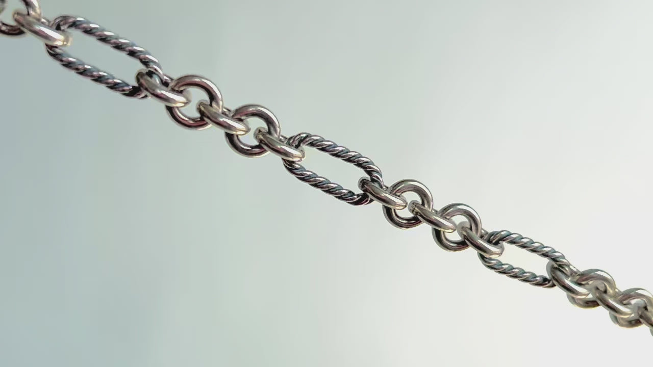 Sterling Silver 7mm Textured Figaro Chain RIVA Precision