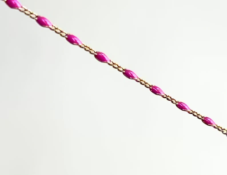 Gold Filled Enamel 1.97mm Pink Enamel Mixed-Link Chain RIVA Precision