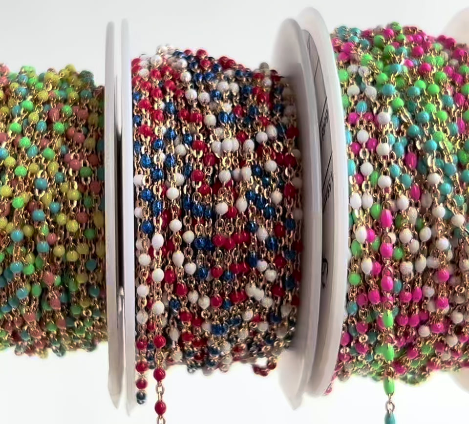 Gold Filled Enamel 1.55mm Multicolor Enamel Cable Chain RIVA Precision 