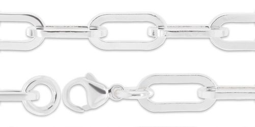 7.9mm 8mm Flat Paper Clip Chain Sterling Silver Necklace Jewelry Riva Ethical Bulk Made in USA, Brooklyn NY