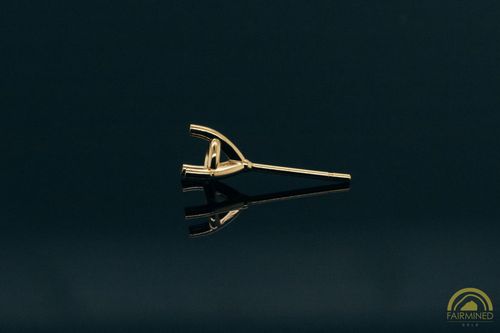 Photo of 4.4mm Round 3-Prong Fairmined Gold Stud Earring Mounting from RIVA Precision