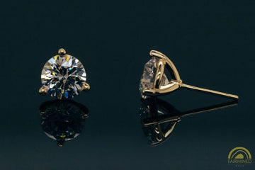Photo of 7mm Round 3-Prong Fairmined Gold Stud Earring Mountings from RIVA Precision