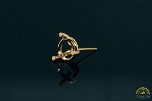 Photo of 7.5mm Round 3-Prong Fairmined Gold Stud Earring Mountings from RIVA Precision